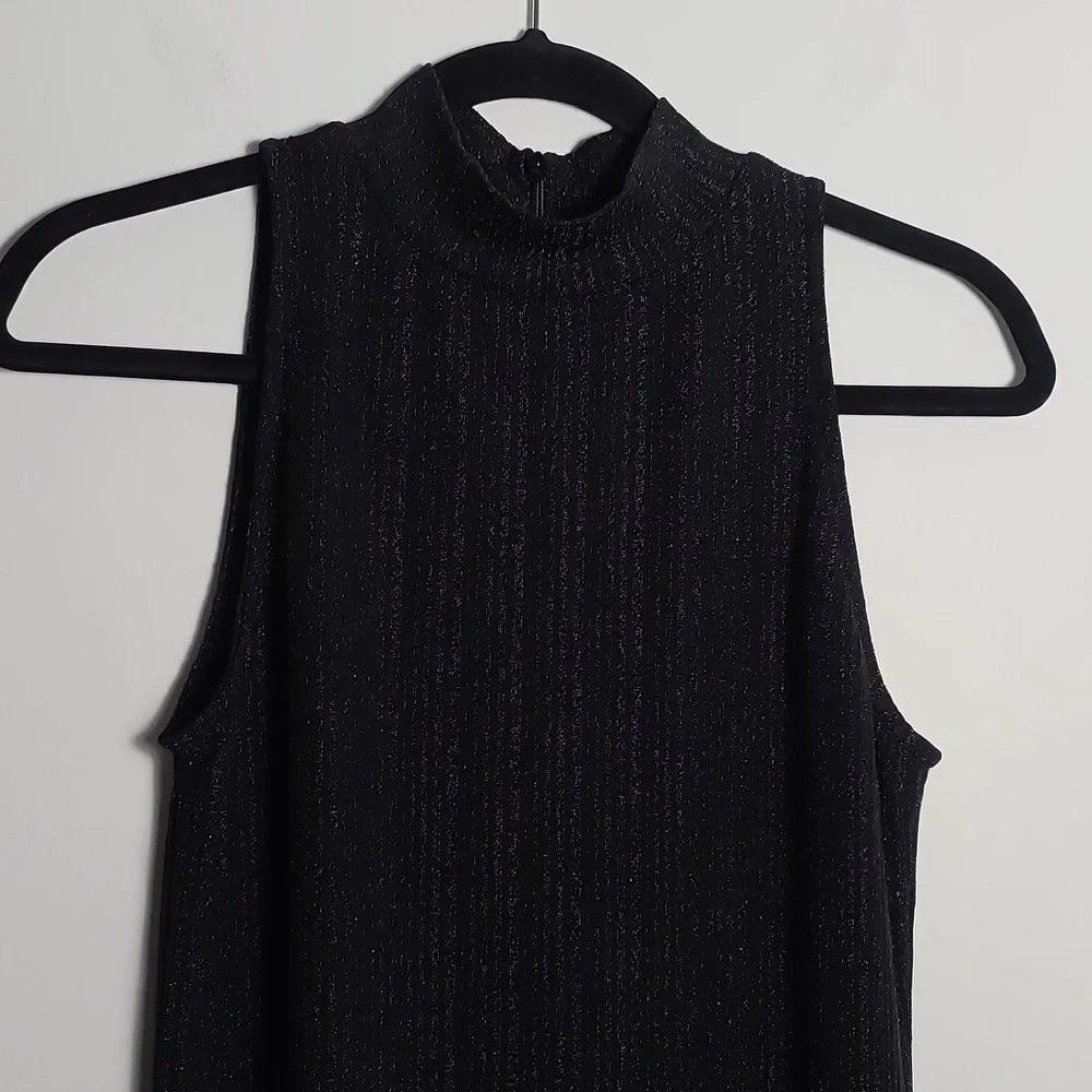 MICHAEL KORS Mock Neck Black Metallic Knit Size Small
